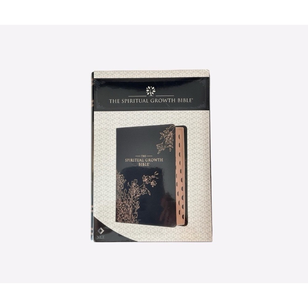 The Spiritual Growth Bible NLT|Study Bible|NLT Trnslation Black Rose Gold Floral